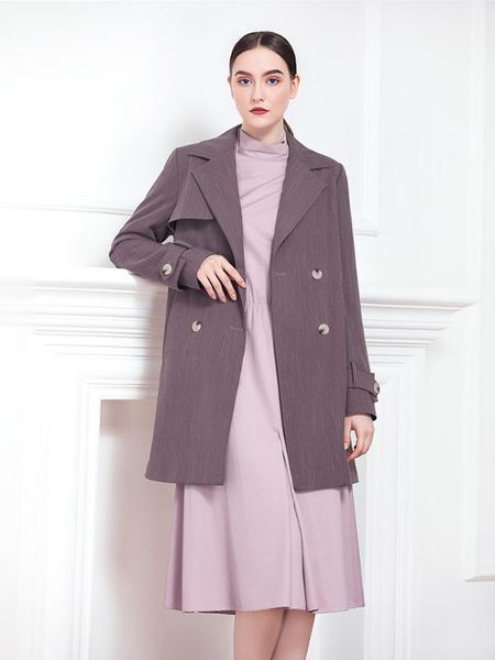 

spring trench fashion office lady striped coat british style windbreaker turn-down collar wide-waisted overcoat, Tan;black