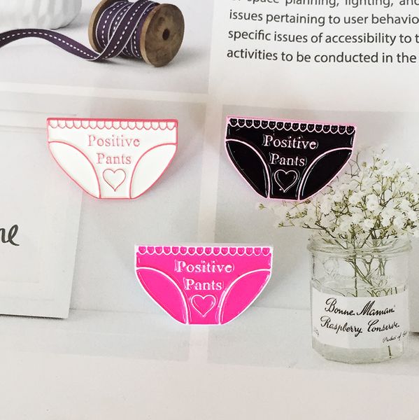 

panties positive pants pink white black cute personality brooch creative decorations denim lapels special gift pins, Gray