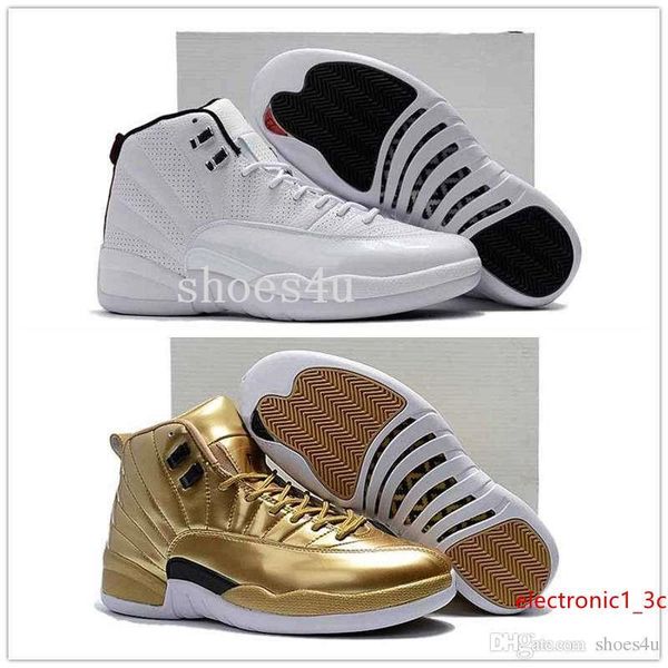 

new 12 mens basketball shoes sneakers 12s pinnacle metallic gold/sunrise for men 40-47