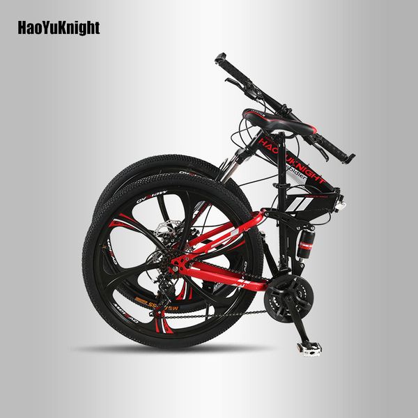 

haoyuknight bicycle mountain bike 21 speed off-road male and female students one spokes wheel folding bicycle