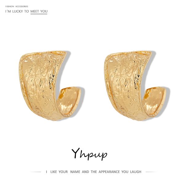 

yhpup vintage geometric gold stud earrings brand charm metal jewelry fashion zinc alloy earrings for women orecchini donna 2020, Golden;silver