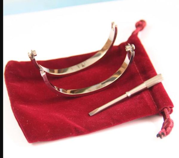 

titanium стальные винтовые любовь браслеты браслеты для женщин мужчины отверток браслет femme с 4 кристалл pulseira feminina masculina моды, Black