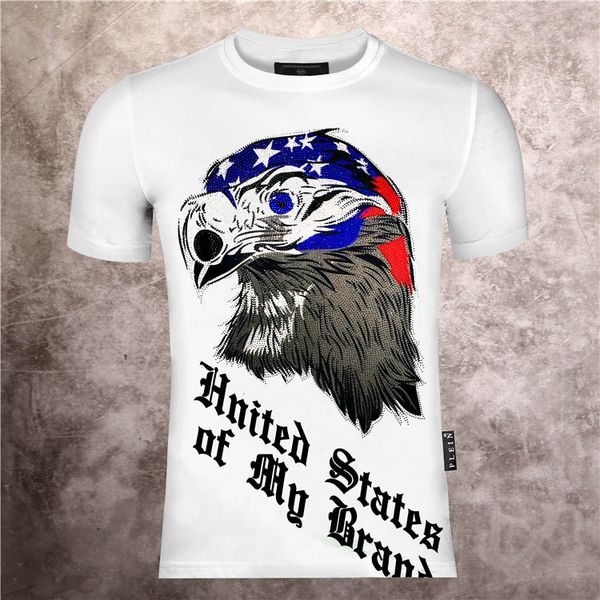 

рубашка 2020 роскошные мужские филлипс равнины футболка с головой ястреба мода свободного покроя фитнес-прохладный о воротник мужская t-руба, White;black