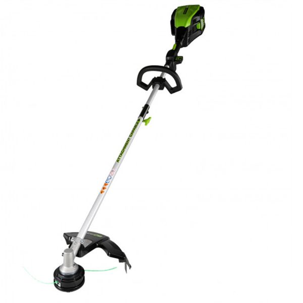 

greenworks 80v 16-inch cordless brushless mount string trimmer grass trimmer battery and charger ont includ