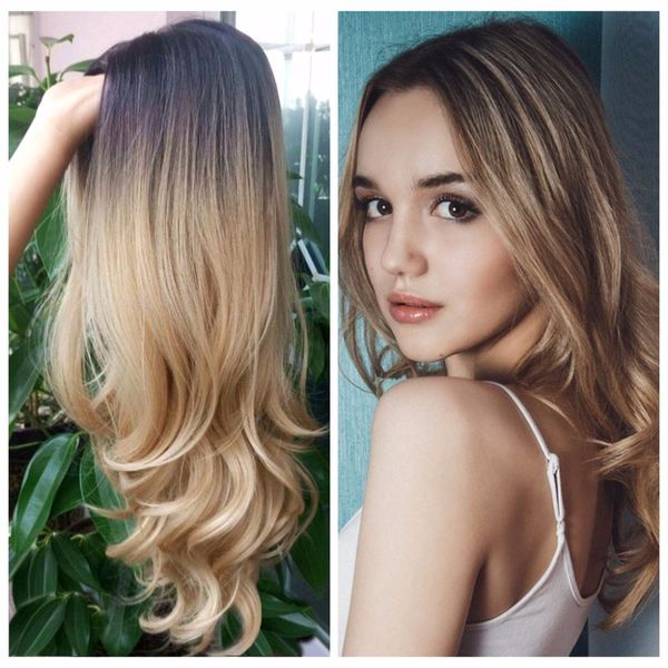 

6 colors one-piece long wavy 5 clip in  inch hair extensions heat resistant fiber synthetic curly fake hair black brown blonde