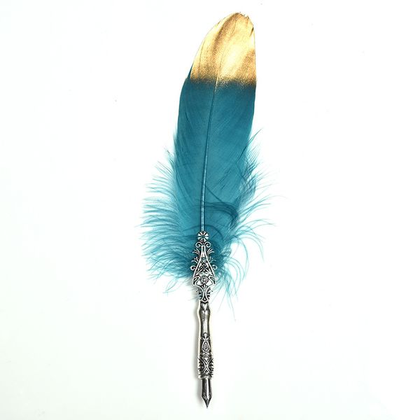 

retro feather pen set with 5 pcs stainless steel nib dipped in fountain pen business gifts birthday novel present wj082