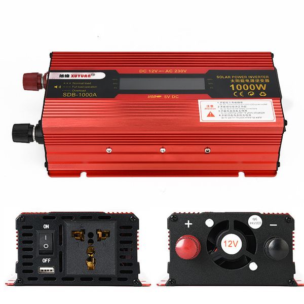 

12v/24v to ac 220v 1000w car inverter voltage transformer pure sine wave rechargeable power inverter converter with led display
