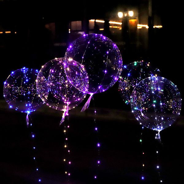 

60pcs no wrinkle clear bobo balloon with 3m led strip wire luminous led balloons wedding decoration birthday party toy st588