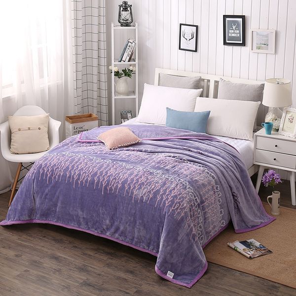 

velvet plush fleece throw blanket printed fashion bed cover air conditioning blanket easy care thicken coral fleece