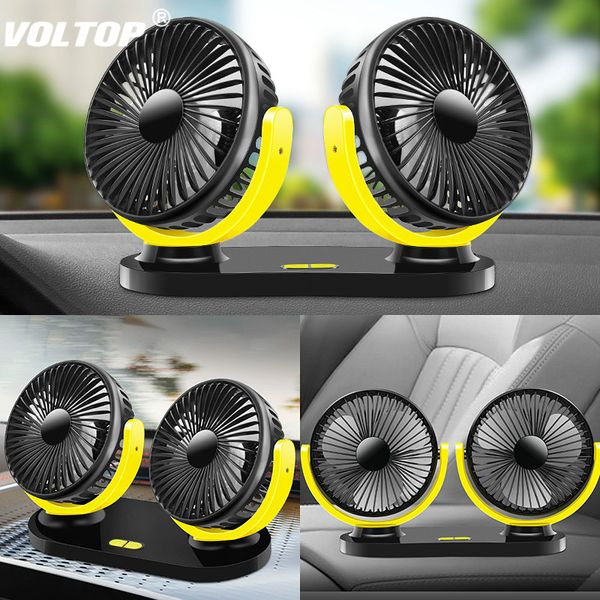 

car dashboard decoration fan ornaments 12v24v general small electric fan large truck double head shake usb