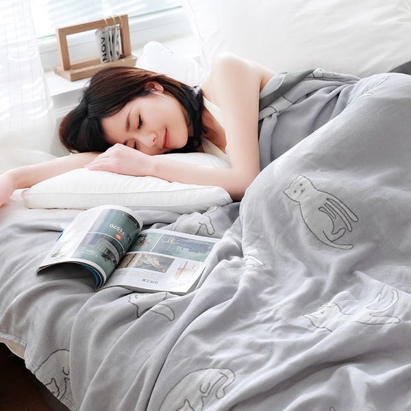 

gauze 100% cotton muslin summer towel blanket bed sofa throw nap thin cover blankets breathable bed cover soft picnic cushion