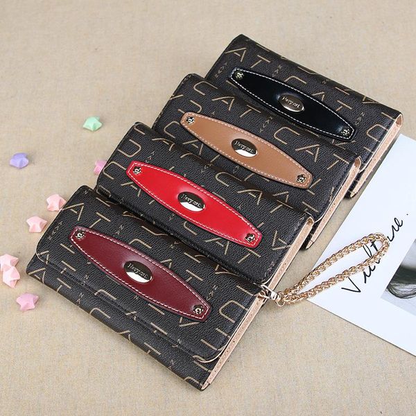 

new fashion long style designer clutch women purse gold hardware passport wallet pvc card holders wallets clutch bag small gifts 3 fold, Red;black