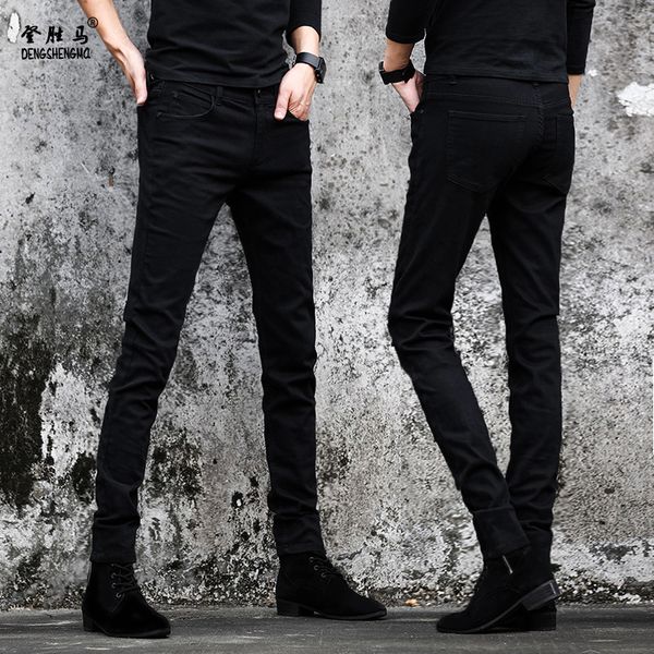 

main 2020 new four seasons han edition stretch jeans men's cultivate morality joker black feet pants wet his pants, Blue