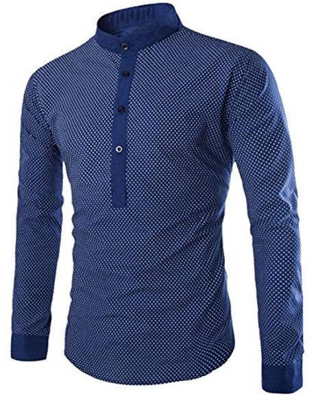 

abetteric abetteric femal mens dots print pullover shirt button front turn-down collar long sleeve shirts, White;black