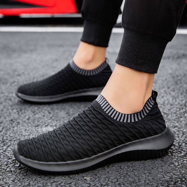 

шанта 2019 новый мужской повседневная обувь мужчины скольжения на носок туфли дышащий свет beathable кроссовки для мужчин из ткани пара обув, Black