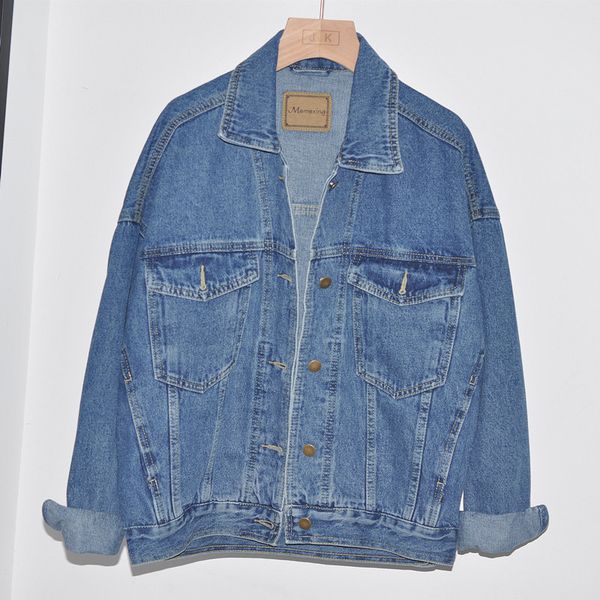 

women's jackets spring autumn vintage denim jacket women outerwear korean loose batwing sleeve short jeans coat female chaqueta mujer, Black;brown