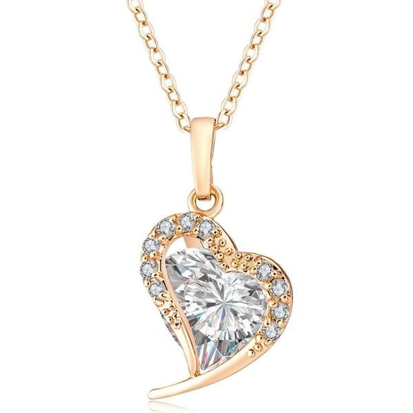 

d0378-j-b fashion miniature heart shaped zircon necklace, Silver