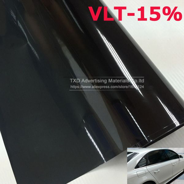 

50x300cm черный окна автомобиля оттенок оттенок пленки стекла vlt 15% боковое стекло солнечной уф-защита лето предотвращение ультрафиолетово