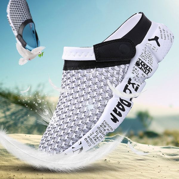 

2019 new fashion men's summer breathable hollow mesh shoes sandals dual-use for outdoor sports o66, Black