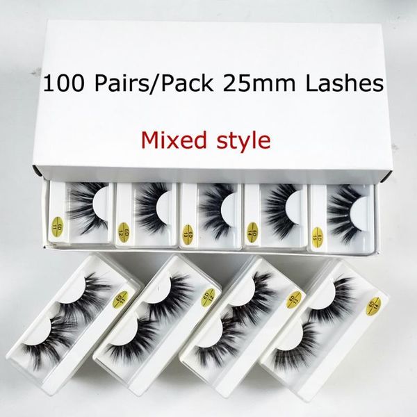 

wholesale 25mm lashes 20/30/50/100 pairs 25 mm false eyelashes thick strip mink lashes makeup dramatic long mink eyelashes bulk1