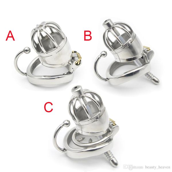 

3 styles super small male chastity device toys for men cock cage with testicular separated hook cock peins ring