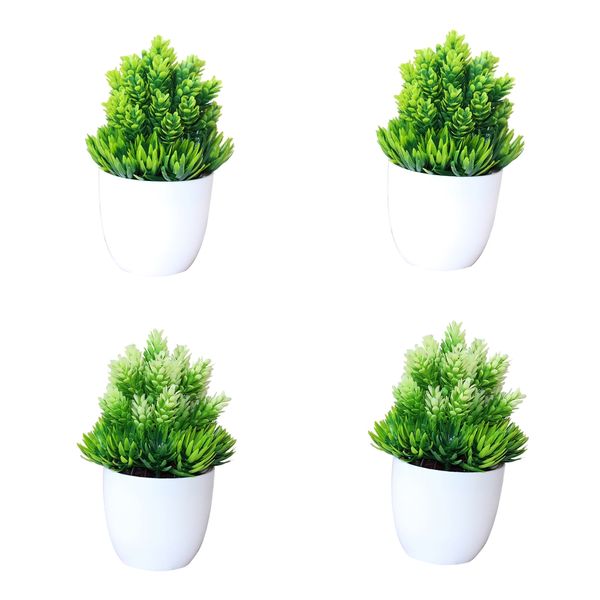 

set of 4 artificial decorative mini potted plants fake plants for desktop