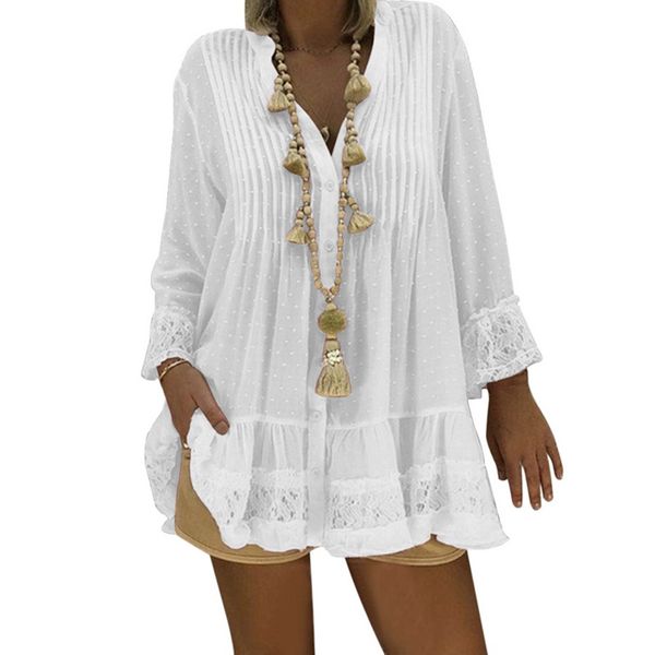 

dot lace dress women white mini party dresses long sleeve v-neck autumn female summer loose dress 2019 female vestidos, Black;gray