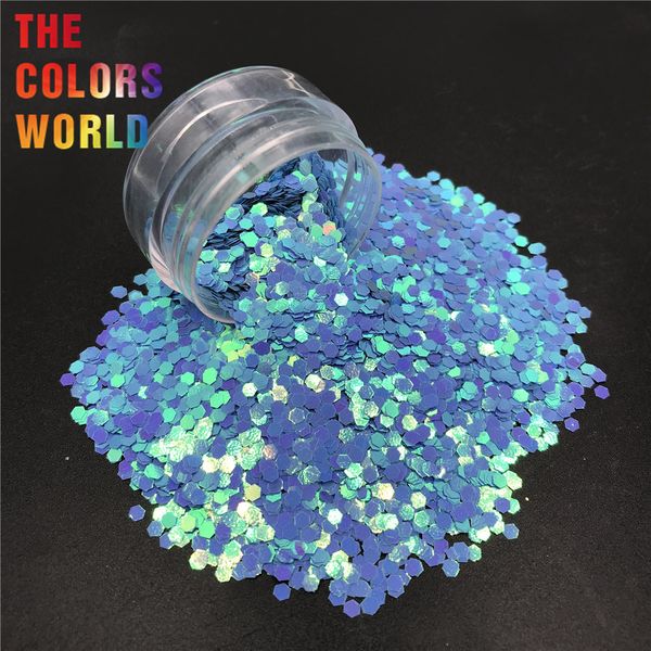 

tci11 pearlescent iridescent blue color hexagon shape nail glitter nail art decoration gel makeup crafts diy accessorie, Silver;gold