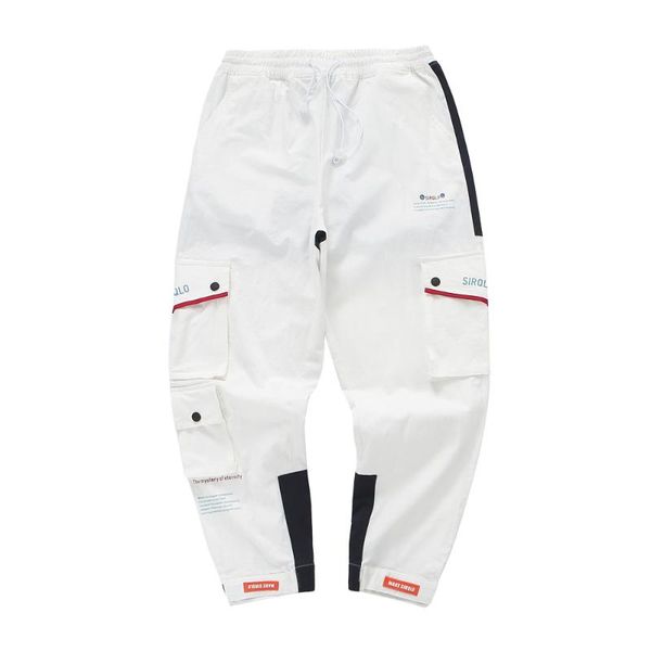 

white loose cargo pants men with straps black white boyfriend women hip hop casual streetwear pants men's summer trousers