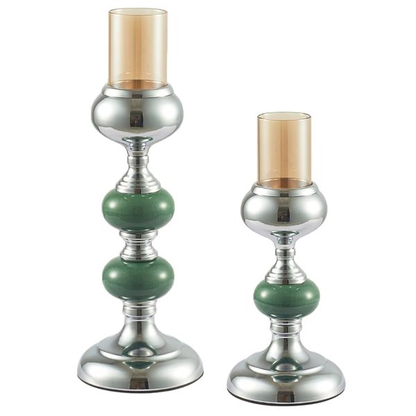 

2x ceramic glass candlestick candle holder for home tabledecoration s+m