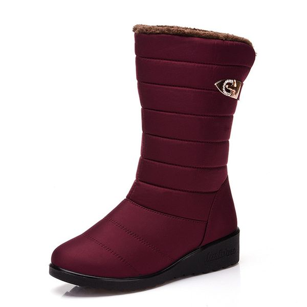 

2019 mid-calf boots women winter boots female thick fur sow winter women shoes warm waterproof footwear, Black