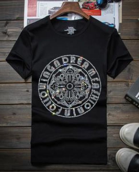 

mens cotton tshirts luxury drilling tees short sleeved shirts spiritual social guy clothes, White;black