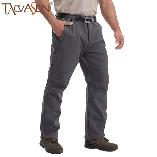 

tacvasen outdoor softshell pants men winter fleeced warm hiking camping long pants loose windproof skiing snow mountain trousers, Black;green