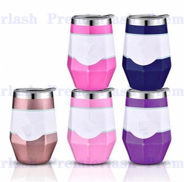 

9oz egg cups diamond shape double wall insulated 9 oz stainless steel wine tumbler coffee mugs drinking cup 5 colors