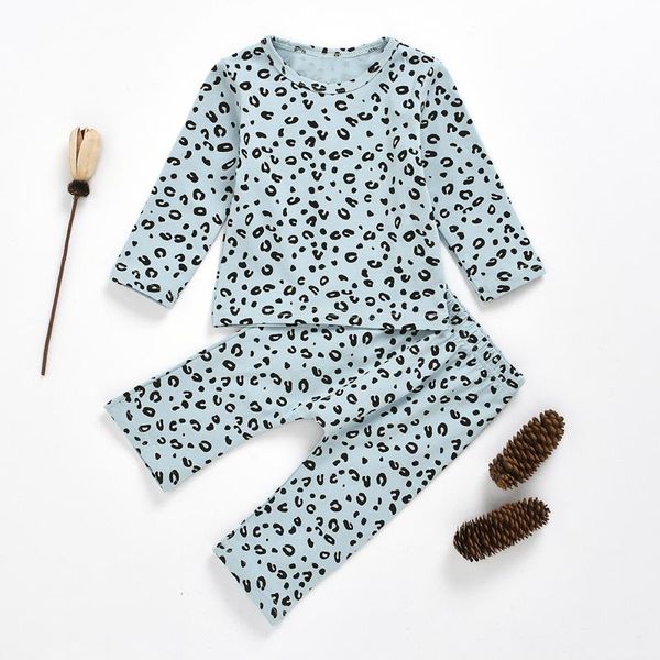 

cysincos children sleepwear nightwear homewear toddler kids baby girls long sleeve leopard pants pajamas sleepwear outfits, White