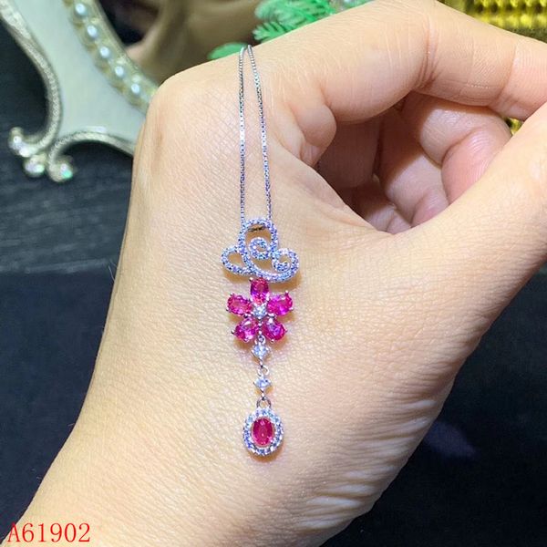 

kjjeaxcmy boutique jewelry 925 sterling silver inlaid natural pink sapphire gemstone female luxury pendant necklace support tee