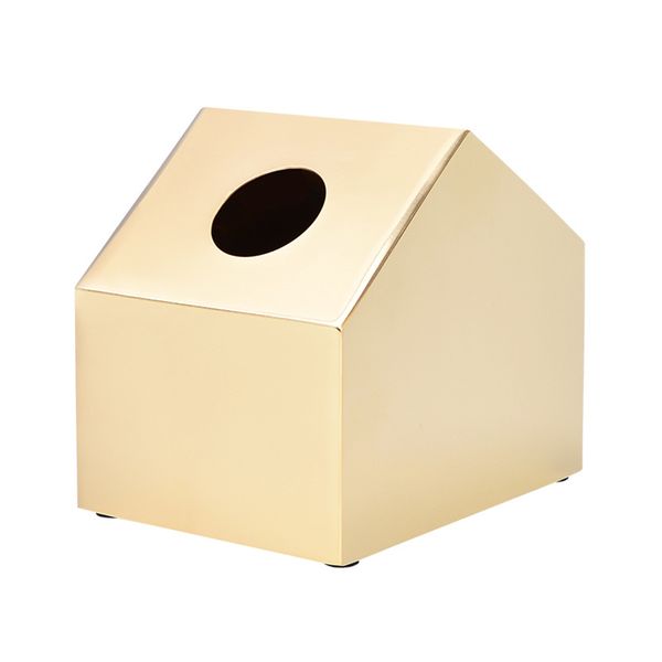 

1pcs paper rack metal gold car home decor house shaped tissue box container stainless steel carton towel napkin tissue holder