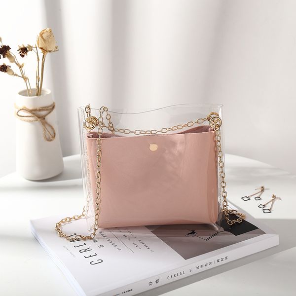 

2019 ladies transparent bucket bag designer luxury bag small transparent shoulder with pvc jelly women