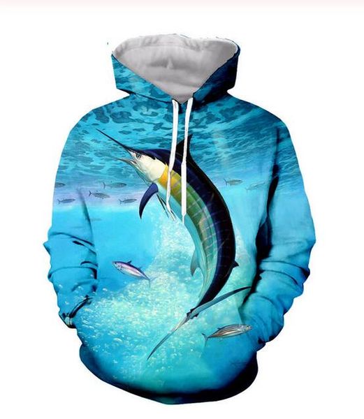 

wholesale-new fashion cool sweatshirt hoodies 3d print mens womens casual blue sword fish style streetwear clothes k0251, Black