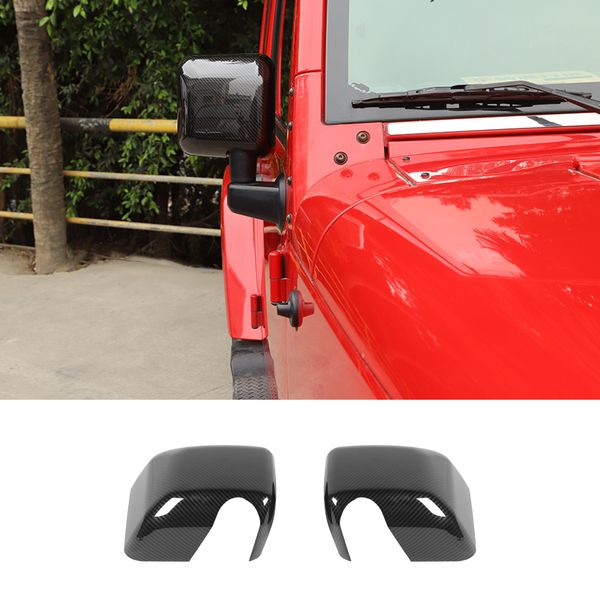 Ideia exterior do carro espelho retrovisor tampa de fibra de carbono para Jeep Wrangler JK 2007-2017 ABS Acessórios Exterior