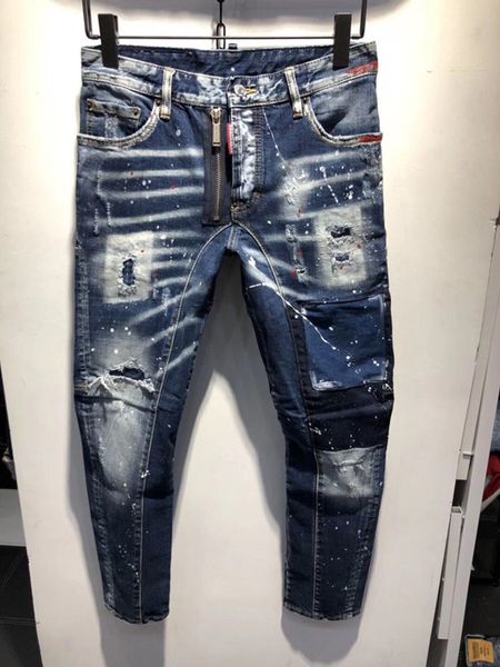 

2020 дизайнер мужских джинсы мужчины привет-стрит мужских проблемных denim joggers stretch мужских джинсы тенденция колено отверстие молнии, Blue