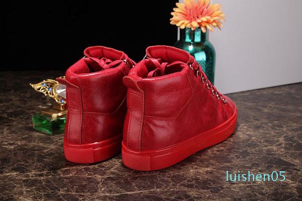 

high wrinkled leather mixed colors fashion red black white designer shoes wholesale arena shoes man casual sneaker ai05