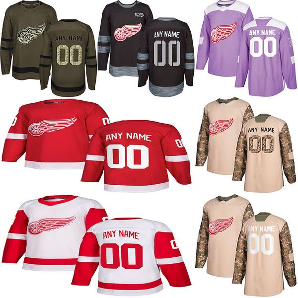 

2018 -2019 news detroit red wings hockey jerseys multiple styles mens custom any name any number hockey jerseys, Black;red