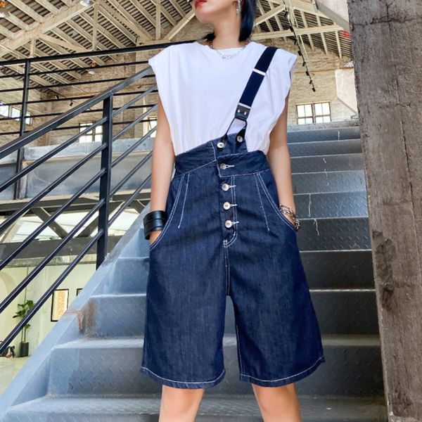 

women's jeans overalls fashion female summer western style large size was thin single shoulder strap 2021 women, Blue