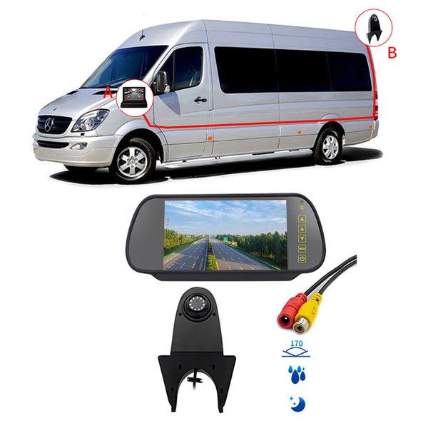 

waterproof night vision 3rd brake light reversing camera for sprinter minivan + 7 inch hd reverse rear view mirror car