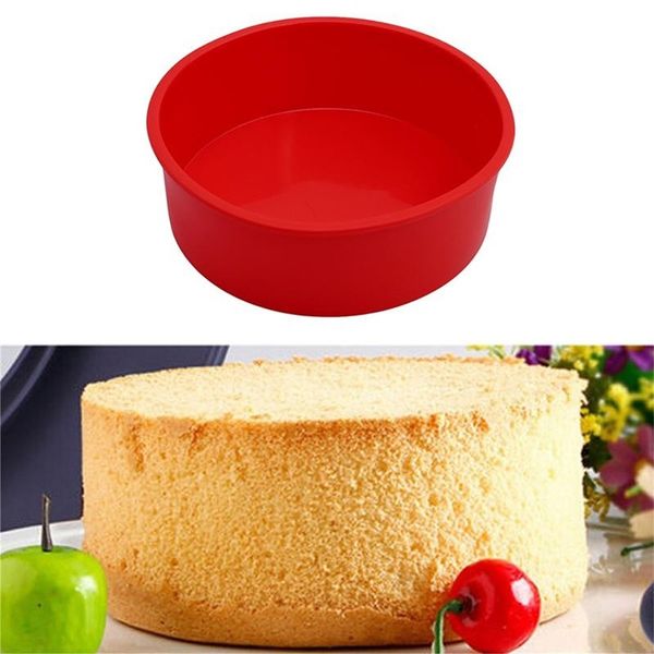 

6 inch grid round red shape silicone cake mold pan muffin pizza pastry baking tray mould baking tool kitchen gadgets