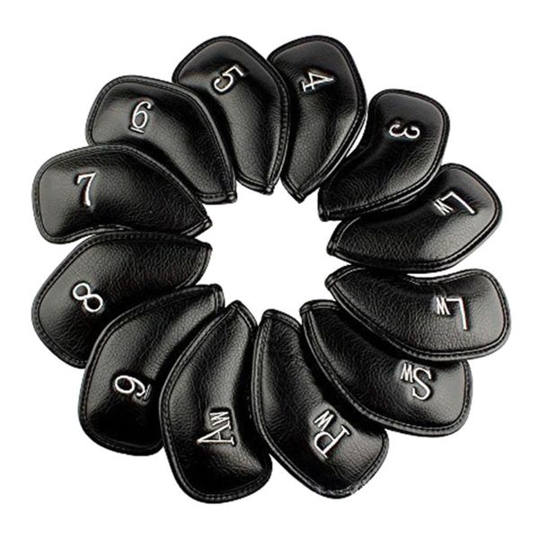 

12 pcs/set portable pu golf club iron head covers protector golfs head cover set