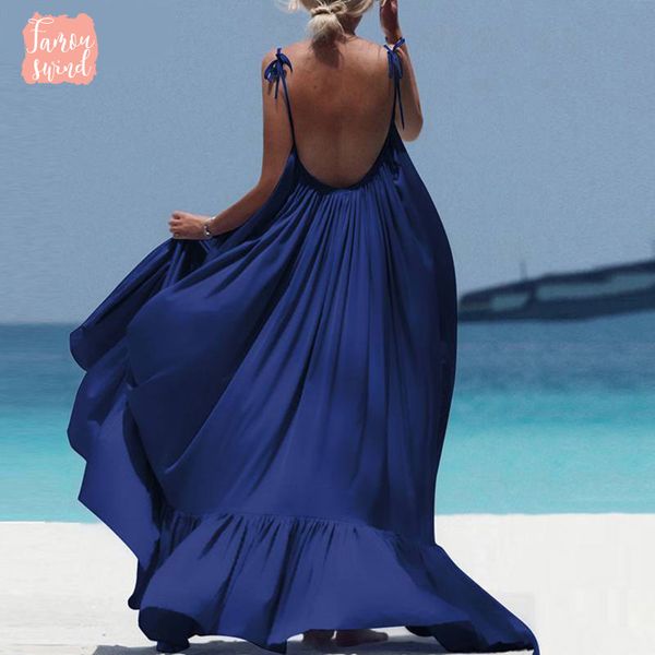 

платье длинные maxi 2019 длина лето женщины линия рукавов сыпучие backless beach party платье без бретелек этаж vestidos плюс размер, Black;gray