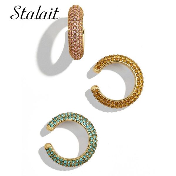 

5 colors 1 piece hyperbole crystal ear cuff earring bone clip jewelry c-shape no pierced gold colorful earring, Silver