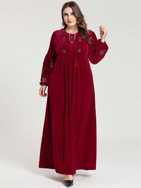 

ethnic clothing elegant abaya dubai turkey long sleeve wedding with hijab dress for muslim women, Red